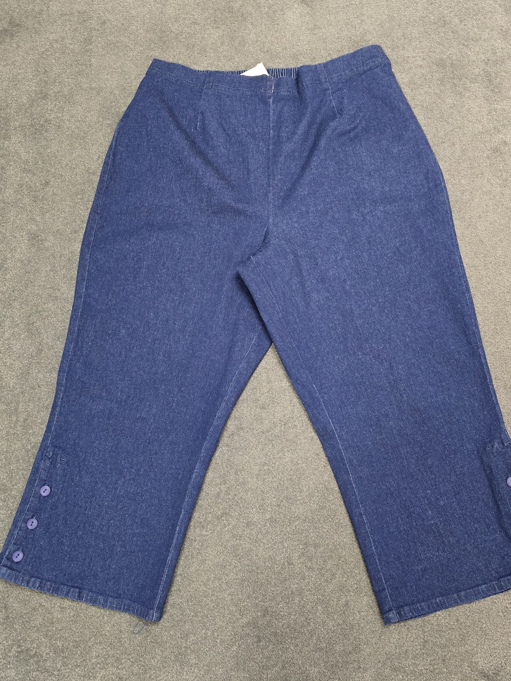 Denim & Co. Women’s Indigo Denim Capri Pants Elastic Waist Button Hem XL